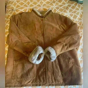 Vintage  The Avenue by Design Leather Fleece Lined Coat Size 22/24